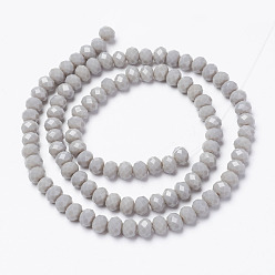 Dark Gray Opaque Solid Color Glass Beads Strands, Faceted, Rondelle, Dark Gray, 2x1.5mm, Hole: 0.4mm, about 195pcs/strand, 11 inch(28cm)