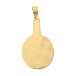 Настоящее золото 18K Спортивные 201 подвески из нержавеющей стали с лазерной резкой, талисманы для настольного тенниса, ионное покрытие (ip), реальный 18 k позолоченный, 42x25x1.3 мм, отверстие : 8x4 мм