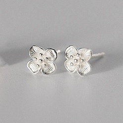Серебро 925 стерлингового серебра серьги стержня, цветок, серебряные, 7.5x7.5 мм