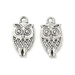 Античное Серебро Сплавочные подвески тибетского стиля, без кадмия и без свинца, сова прелести, античное серебро, 18x9.5x3 мм, отверстие : 1.8 мм, Около 775 шт / 1000 г