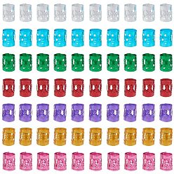 Mixed Color Aluminum Wire Hair Coil Cuffs, Dread Cuff Coil, Mixed Color, 9x8mm, Hole: 7mm, 50pcs/color, 350pcs/set