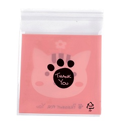 Cat Shape Прямоугольные самоклеящиеся пакеты для печенья opp, для выпечки упаковочные пакеты, Узор кошки, 13x9.9x0.01 см, около 95~100 шт / упаковка