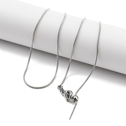 Нержавеющая Сталь Цвет Регулируемый слайдер 201 ожерелья из круглой цепочки-змейки из нержавеющей стали, не тускнеет, цвет нержавеющей стали, 17.52 дюйм (44.5 см)