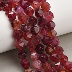 Brique Rouge Brins de perles d'agate naturelle (teintes et chauffées), facette, étoiles coupées perles rondes, firebrick, 10x9.5mm, Trou: 1.2mm, Environ 37 pcs/chapelet, 14.57'' (37 cm)
