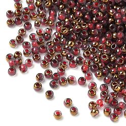 Красный Гальваническим стеклянные бусины, круглые, с золотым покрытием, красные, 2x1.5 мм, отверстие : 0.7 мм, 700 шт / комплект