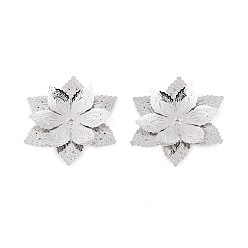 Платина Шапочки и конусы для бусин, латунные, цветок, платина, 34.5x30x4~5 мм, отверстие : 0.9~1 мм