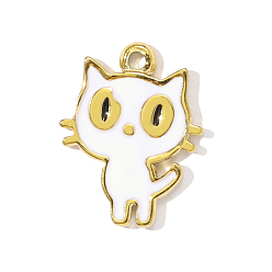 Белый 304 нержавеющей стальной эмали подвески, подвески в форме кошки, ионное покрытие (ip), реальный 18 k позолоченный, белые, 17x13 мм