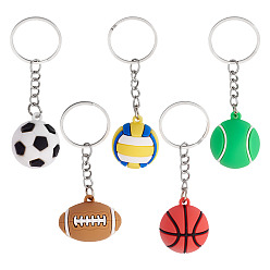 Sports 5 шт. 5 стили пластиковые брелки из ПВХ, игры с мячом, платина, спортивный, 87~90 мм, 1 шт / стиль