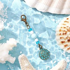 Морская звезда Подвеска с подвесками и стеклянными бусинами на морскую тематику, с карабин-лобстерами , морская звезда, 58.5 мм