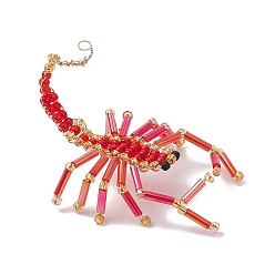 Красный Стеклянные подвески из бисера, шарм скорпиона, красные, 70x30x30 мм, отверстие : 2 мм