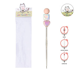 Легкий Лосось Алюминиевые крючки для вязания с силиконовыми бусинами, платина, светлый померанцевый, 160x40x10 мм