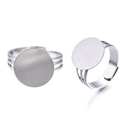 Платина Компоненты регулируется латунные кольца, основная фурнитура для колльца, фурнитура для плоско-круглых кабошонов , без кадмия и без свинца, платина, лоток : 14 мм, 18 мм