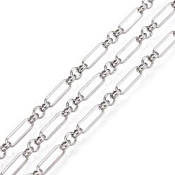 Stainless Steel Color 304 Stainless Steel Rectangle Link Chains, Soldered, with Spool, Stainless Steel Color, 8.5x2.5x1mm, about 65.62 Feet(20m)/Roll, Link: 3x1mm