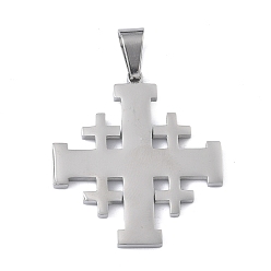 Нержавеющая Сталь Цвет 304 подвески из нержавеющей стали, Иерусалимский крест амулет, цвет нержавеющей стали, 34.5x31.5x2.5 мм, отверстие : 7x4 мм