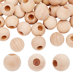 Цвет Древесины 30 шт деревянные бусины, половине просверлил, круглые, деревесиные, 29x27.5 мм, отверстие : 12 мм