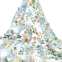 Белый Полиэстеровое кружевное полотно с цветочным узором, для аксессуаров одежды, белые, 1600 мм