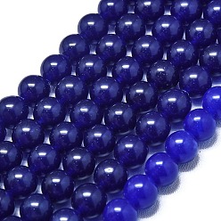 Средно-синий Натуральный Malaysia нефритовые бусы пряди, окрашенная и подогревом, круглые, светло-синий, 8~8.5 мм, отверстие : 1.2 мм, около 48 шт / нитка, 14.96 дюйм (38 см)