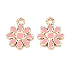 Pink Подвески из эмали и сплава, , стойки покрытие, золотые, розовые, 14x11x1.5 мм, отверстие : 1.6 мм