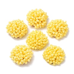 Золотистый Стеклянные кабошоны из бисера, кассетные шарики, с золотыми позолоченными перфорированными дисками, полукруглый, красочный, 19.5x9 мм