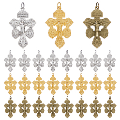 Color mezclado 60 piezas 3 estilos de aleación grandes colgantes, dije de cruz con motivo de jesus, color mezclado, 55~55.5x34.5~35x5 mm, agujero: 5.6 mm, 20 piezas / estilo