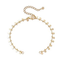 Золотой Латунь браслет задатки Снаряженная цепи, с 304 подвесками-дисками из нержавеющей стали и застежками, золотые, 6-5/8 дюйм (16.8 см)