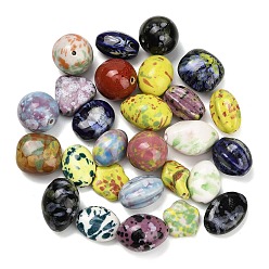 (52) Непрозрачная лаванда Фарфоровые бусины ручной работы, смешанные формы, пастельный фарфор, разноцветные, 18~34x18~30x9~27.5 мм, отверстие : 2~2.5 мм