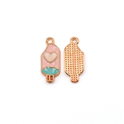 Pink Alloy Enamel Pendants, Ice-Lolly, Pink, 20.4x8.3x2mm, Hole: 1.6mm