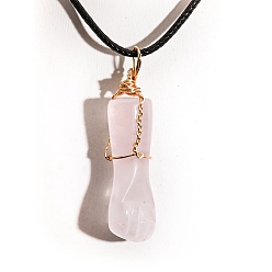 Розовый Кварц Подвески из натуральной розовой кварцевой проволоки, очарование в форме рук, золотые, 38x15 мм