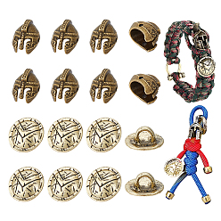 (52) Непрозрачная лаванда 10шт. бусины из сплава шлема, с 10 шт. полукруглыми пуговицами с хвостовиком в форме щита, разноцветные, бусины : 16x11x10.5 мм, отверстие : 1.6 мм, 10шт; кнопки: 17x9.5мм, отверстие : 5.5 мм, 10 шт