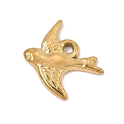 Chapado en Oro Real 18K 304 encantos de acero inoxidable, tragar encantos, revestimiento de iones (ip), real 18 k chapado en oro, 15x14.5x2 mm, agujero: 1.4 mm