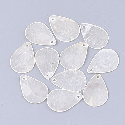 Seashell Color Capiz Shell Pendants, Laser Cut Pendants, teardrop, Seashell Color, 24.5x17x1mm, Hole: 1.5mm