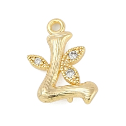 Letter L Латунные хрустальные стразы буквы звенья соединительные подвески, без кадмия, без никеля и без свинца, реальный 18 k позолоченный, Письмо L, 15x12x4 мм, отверстия : 1.2 mm и 1.5 мм