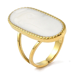 Настоящее золото 18K Овальные 304 эмалированные открытые манжеты из нержавеющей стали для женщин, ионное покрытие (ip), реальный 18 k позолоченный, внутренний диаметр: 16 мм