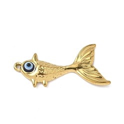 Золотой 304 подвески из нержавеющей стали, с эмалью, рыба, золотые, 33.5x17.5x4 мм, отверстие : 1.5 мм