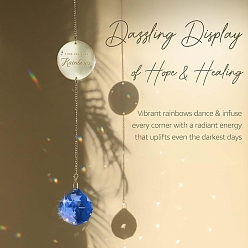 Синий Плоские круглые металлические подвесные солнечные ловцы для домашних животных, стеклянная круглая кисточка для украшения окон на открытом воздухе в саду, синие, 450 мм