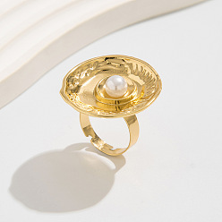 Золотой Плоские круглые кольца из сплава, железа и пластика с жемчугом для женщин, золотые, внутренний диаметр: 18 мм