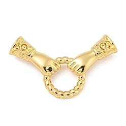 Настоящее золото 18K Латунные микро проложить кубического циркония раз за застежками, долговечный, без свинца и без кадмия, рука, реальный 18 k позолоченный, 17x29x5 мм, отверстие : 7.5x7 мм