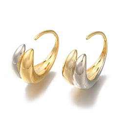 Platinum & Golden Rack Plating Brass Cuff Earring, Hoop Earrings, Long-Lasting Plated, Cadmium Free & Lead Free, Ring, Platinum & Real 18K Gold Plated, 16x9.5x21mm
