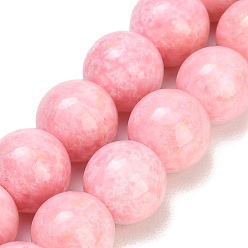 Pink Backen Farbe Glasperlen Stränge, Runde, Imitationskeramik, rosa, 14 mm, Bohrung: 1 mm, ca. 30 Stk. / Strang, 15.31~15.39'' (38.9~39.1 cm)