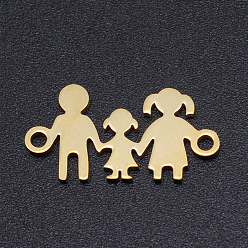 Golden 201 Stainless Steel Links connectors, Human, Family, Golden, 10x19x1mm, Hole: 1.4mm