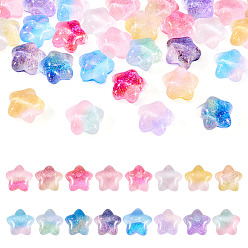 (52) Непрозрачная лаванда 32 шт. 16 цвета светящиеся прозрачные смоляные звездочки-кабошоны, два тона, с блеском порошок, разноцветные, 22.5x23.5x12.5 мм, 2 шт / цвет
