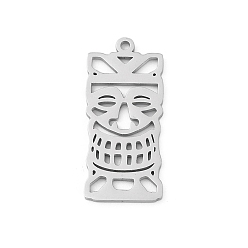 Нержавеющая Сталь Цвет 304 подвески из нержавеющей стали, тики маска очарование, лазерная резка, анти-тускнение, цвет нержавеющей стали, 27.5x12.5x1.5 мм, отверстие : 1.5 мм