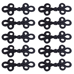 Черный 10 парные наборы пуговиц ручной работы в виде китайского узла «лягушка», полипропиленовые кнопки, чёрные, 140x52~55 мм