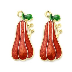 Тыква Подвески из эмали и сплава, золотые, тыква, 36x16.5x2.5 мм, отверстие : 2.4 мм