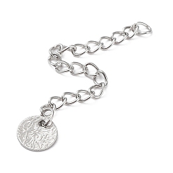 Нержавеющая Сталь Цвет Устойчив к потускнению 304 удлинитель для цепей из нержавеющей стали, концевые цепи с 201 плоскими круглыми выступами цепи из нержавеющей стали, цвет нержавеющей стали, 60x3 мм