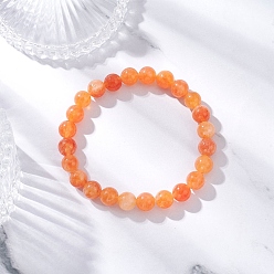 Оранжевый Окрашенный натуральный малайзийский нефрит круглые бусины эластичные браслеты для мужчин и женщин, оранжевые, внутренний диаметр: 2-1/8 дюйм (5.4 см)