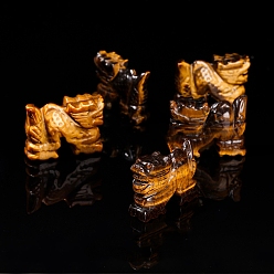 Тигровый глаз Натуральные резные фигурки дракона из тигрового глаза, для украшения рабочего стола домашнего офиса, 38 мм