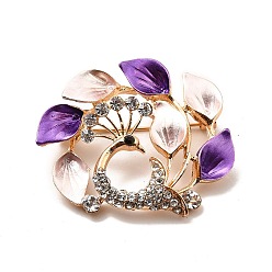 Фиолетовый Броши сплав горный хрусталь, без кадмия и без свинца, павлин, фиолетовые, 38x44.5x6 мм, штифты : 0.7 мм