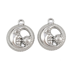 Нержавеющая Сталь Цвет 304 подвески из нержавеющей стали, амулеты луны и солнца, цвет нержавеющей стали, 21.5x18x3 мм, отверстие : 2 мм