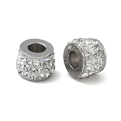 Нержавеющая Сталь Цвет 304 из нержавеющей стали бусы, колонка, с полимерной глиной горный хрусталь, цвет нержавеющей стали, 7x5 мм, отверстие : 3 мм